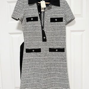 Maje Black and White Textured Dress NWT